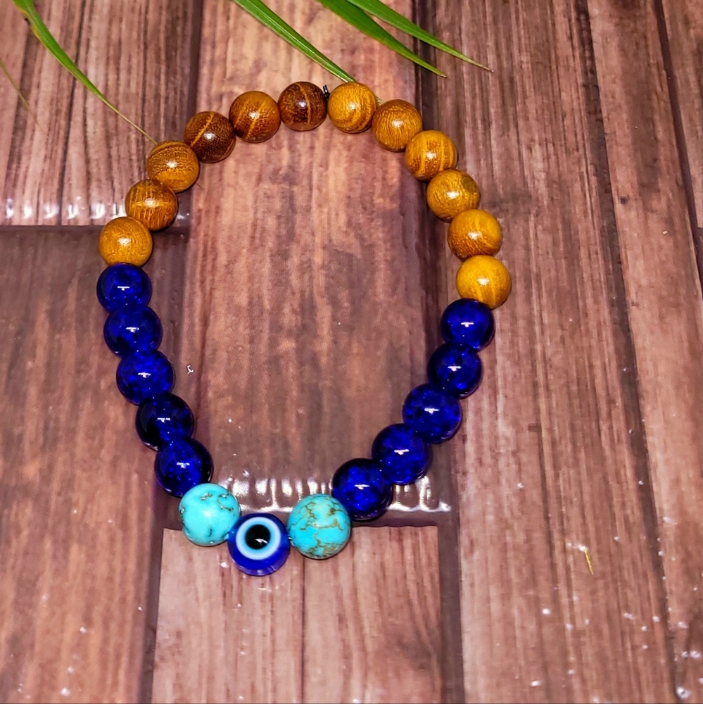 Evil Eye Protector Mens gemstone bohemian bracelet